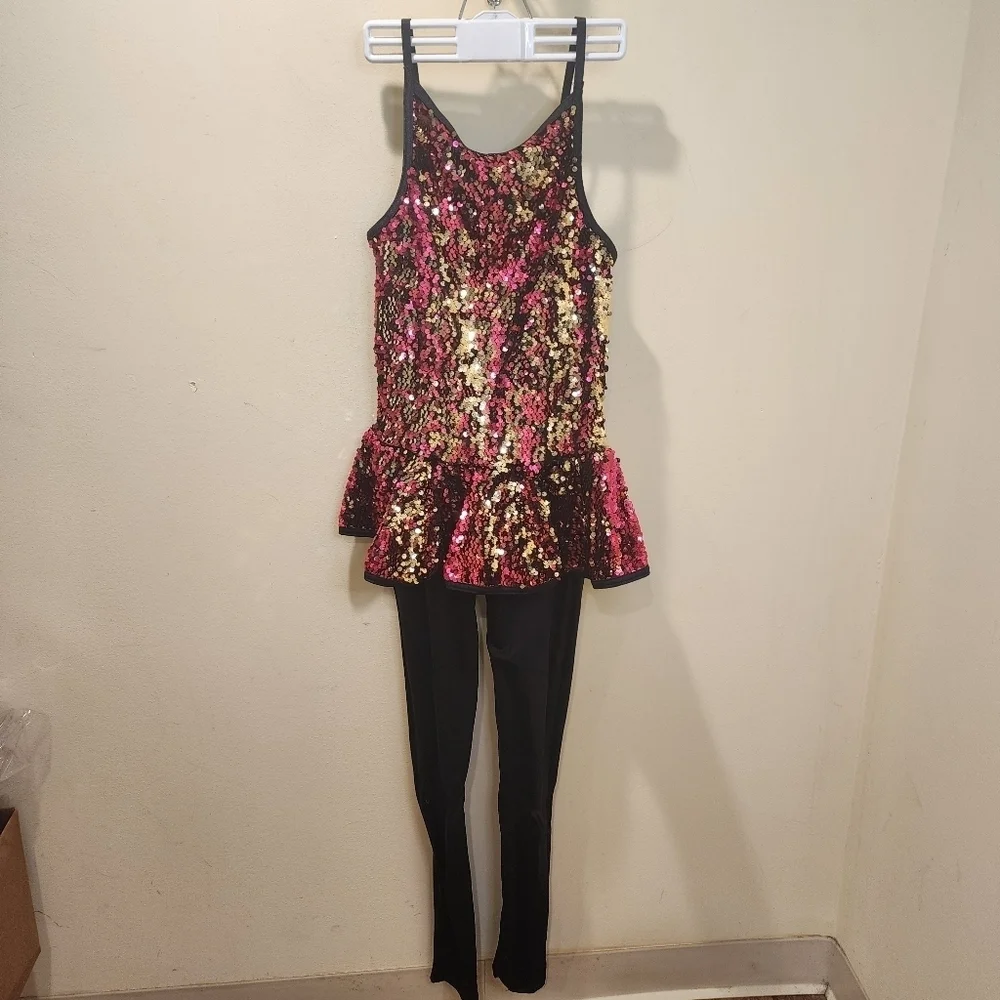 WEISSMAN one Piece sequins Dance Costume Jumpsuit size S